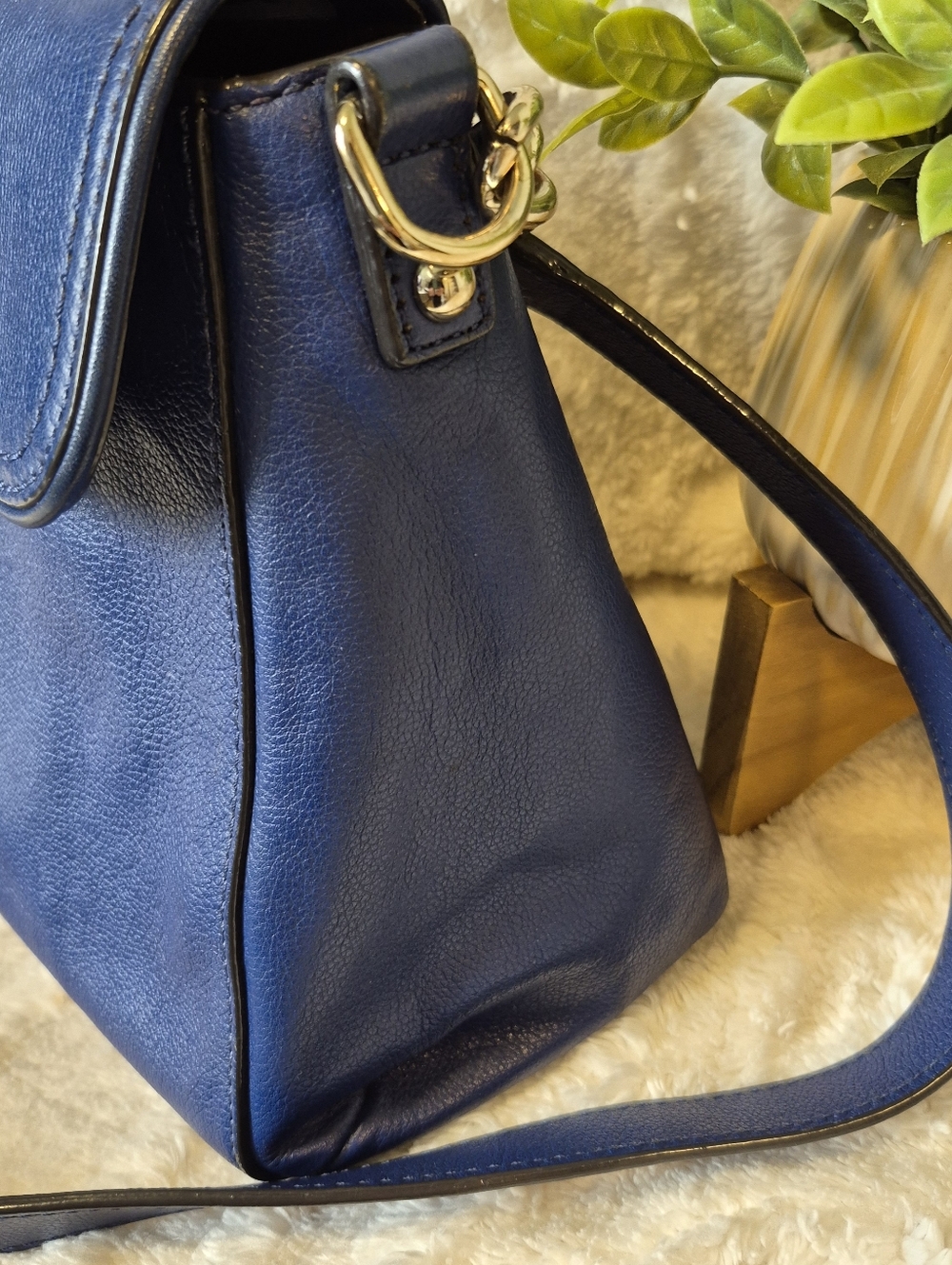 kate spade Navy Blue Top-Handle Satchel with Gold Hardware - Picture 7 of 16